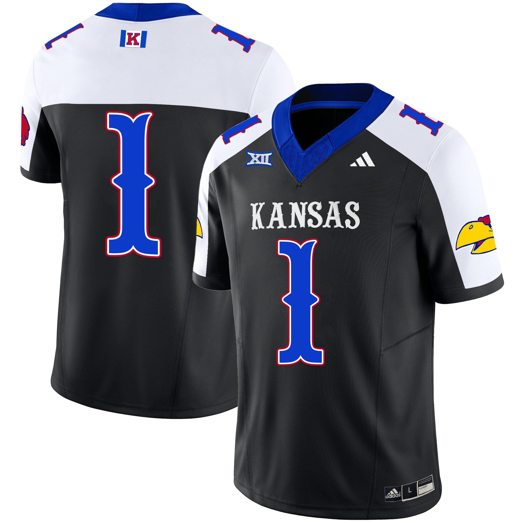 Men Kansas Jayhawks #1 No Name Black 2024 Blackhawk Vapor Limited NCAA Jersey style 1->indianapolis colts->NFL Jersey